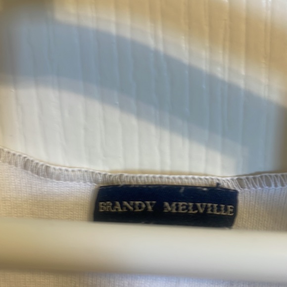 Brandy Melville V Neck Tshirt with Lettuce Sleeves - Picture 3 of 3